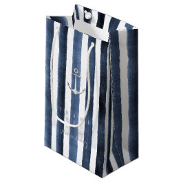 Waterverf marinestrepen met monogram klein cadeauzakje