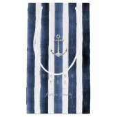 Waterverf marinestrepen met monogram klein cadeauzakje (Voorkant)