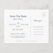 Waterverf marinestrepen nautisch opslaan de datum aankondigingskaart (Achterkant)