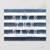 Waterverf marinestrepen nautisch opslaan de datum aankondigingskaart (Voorkant)