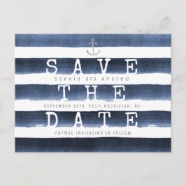 Waterverf marinestrepen nautisch opslaan de datum aankondigingskaart