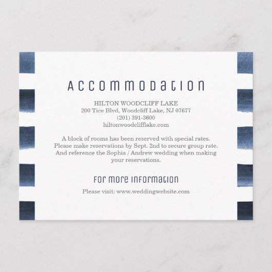 Waterverf marinestrepen nautische accommodatie informatiekaartje (Voorkant)