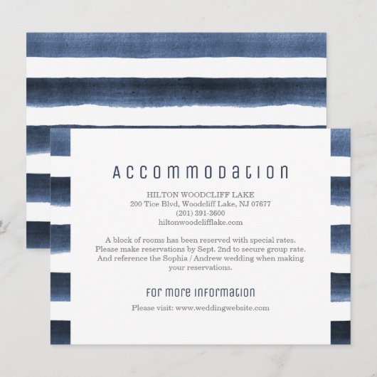 Waterverf marinestrepen nautische accommodatie informatiekaartje (Voorkant / Achterkant)