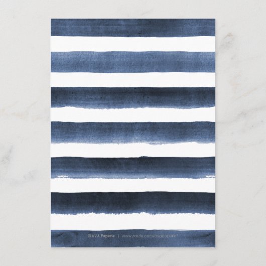 Waterverf marinestrepen nautische bruiloft detail informatiekaartje (Achterkant)