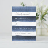 Waterverf marinestrepen nautische bruiloft RSVP (Staand voorkant)