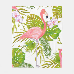 Waterverf markeringsillustratie van roze flamingo fleece deken