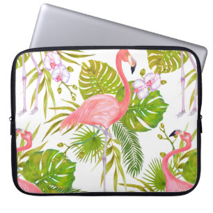 Waterverf markeringsillustratie van roze flamingo laptop sleeve