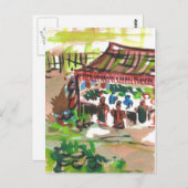 Waterverf MarktBriefkaart Briefkaart (Voorkant / Achterkant)