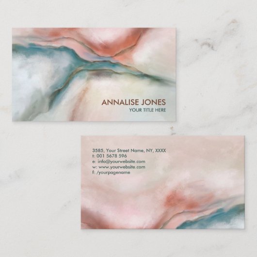 Waterverf Marmer Flow Abstract Visitekaartje (Voorkant / Achterkant)