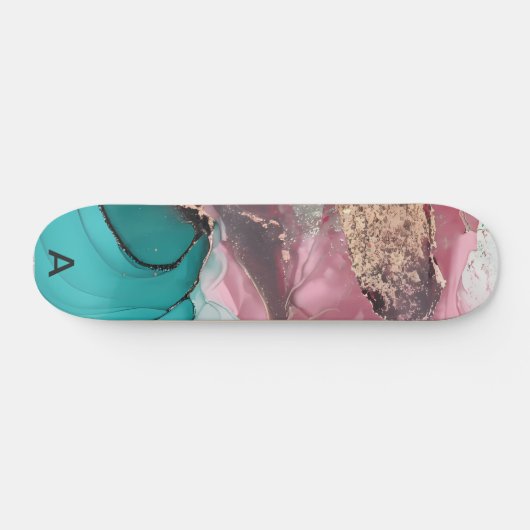 Waterverf Marmer Gepersonaliseerd Persoonlijk Skateboard (Horizontaal)