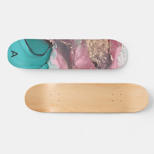 Waterverf Marmer Gepersonaliseerd Persoonlijk Skateboard (Horizontaal)