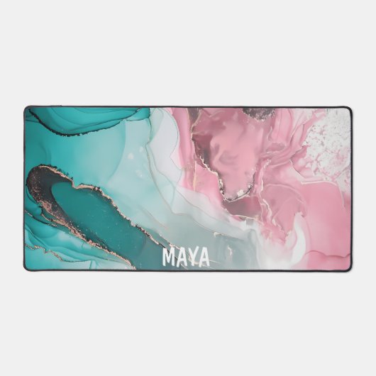 Waterverf Marmer Gepersonaliseerde Script Naam De Bureaumat (Voorkant)