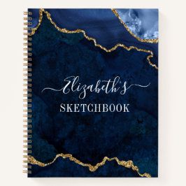 Waterverf - Marmer Gold Blue Geode Sketchbook Notitieboek