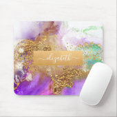 Waterverf marmer goud paarse roze groene glam chic muismat (Met muis)