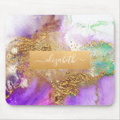Waterverf marmer goud paarse roze groene glam chic muismat (Voorkant)
