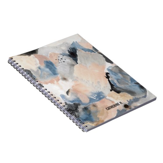 Waterverf marmer Navy en roze laptop Notitieboek (Rechterzijde)