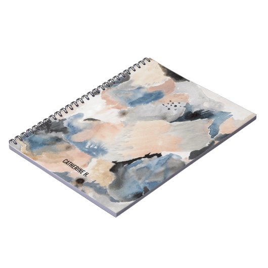 Waterverf marmer Navy en roze laptop Notitieboek (Linkerzijde)