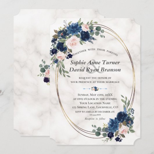 Waterverf marmer Weddenschap Kaart (Voorkant / Achterkant)