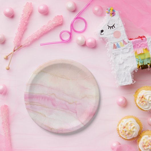 Waterverf Marmeren Bruids Baby shower Papier Borde Papieren Bordje (Feest)