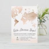 Waterverf Marmeren Kaart Reizen Huwelijksuitnodigi (Staand voorkant)