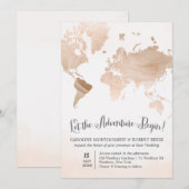 Waterverf Marmeren Kaart Reizen Huwelijksuitnodigi (Voorkant / Achterkant)