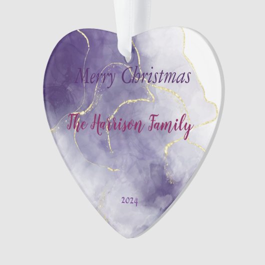 Waterverf marmeren Kerst Acryl Hart Ornament (voorkant)