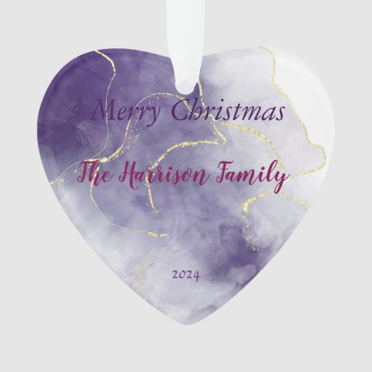 Waterverf marmeren Kerst Acryl Hart Ornament (voorkant)