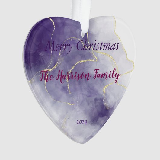 Waterverf marmeren Kerst Acryl Hart Ornament (voorkant)