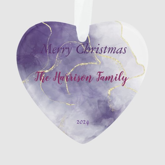 Waterverf marmeren Kerst Acryl Hart Ornament (achterkant)