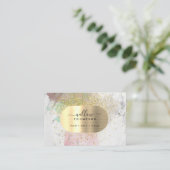 Waterverf & Marmeren Steen Faux Gold Glitter Folie Visitekaartje (Staand voorkant)