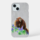 Waterverf Marmot Groundhog - Natuur iPhone 15 Case (Achterkant)