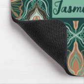 Waterverf Marokkaanse Blauwgroen Floral - Aangepas Muismat (Hoek)