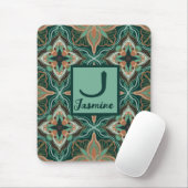 Waterverf Marokkaanse Blauwgroen Floral - Aangepas Muismat (Met muis)