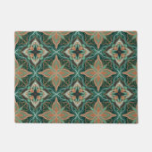 Waterverf Marokkaanse Blauwgroen Floral Tegel Deurmat (Voorkant)