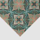 Waterverf Marokkaanse Blauwgroen Floral Tegel Tissuepapier (Detail)