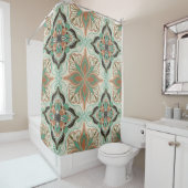 Waterverf Marokkaanse Floral Tegel Douchegordijn (In situ)