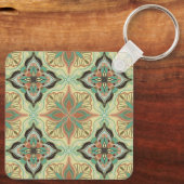 Waterverf Marokkaanse Floral Tegel op persoonlijke Sleutelhanger (Achterkant)