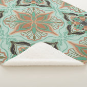 Waterverf Marokkaanse Floral Tegel Sherpa Deken (3/4)