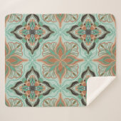 Waterverf Marokkaanse Floral Tegel Sherpa Deken (Voorkant (horizontaal))