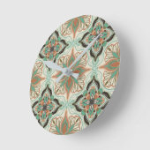 Waterverf Marokkaanse Floral Tile Ronde Klok (Hoek)
