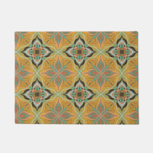 Waterverf Marokkaanse geel-Floral Tile  Deurmat