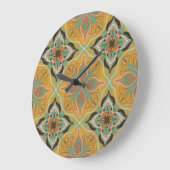 Waterverf Marokkaanse geel-Floral Tile Grote Klok (Hoek)