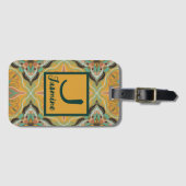 Waterverf Marokkaanse geeloraal gepersonaliseerd Bagagelabel (Voorkant (horizontaal))