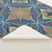 Waterverf Marokkaanse Marrakech Floral Tegel Sherpa Deken (3/4)