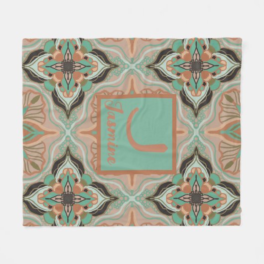 Waterverf Marokkaanse pasta Floral Fleece Deken (Voorkant (Horizontaal))