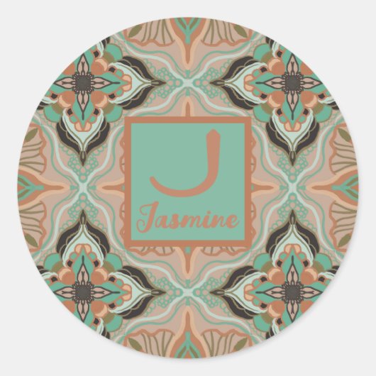 Waterverf Marokkaanse pasta Floral Ronde Sticker (Voorkant)