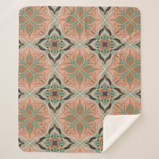 Waterverf Marokkaanse roze bloemen Sherpa Deken (Voorkant)