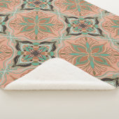 Waterverf Marokkaanse roze bloemen Sherpa Deken (3/4)