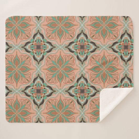 Waterverf Marokkaanse roze bloemen Sherpa Deken (Voorkant (horizontaal))