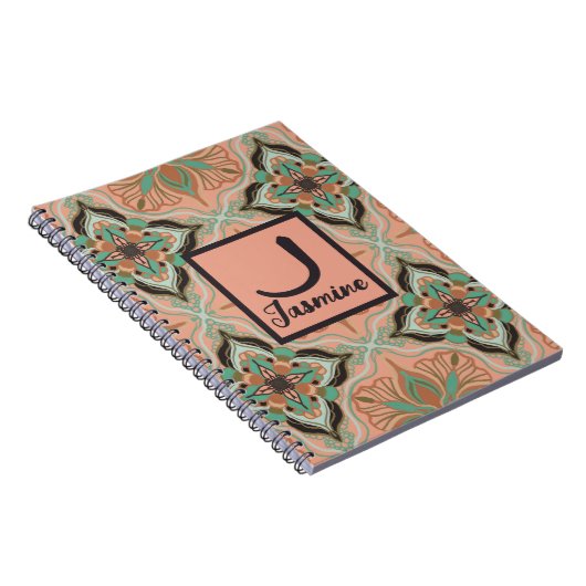 Waterverf Marokkaanse roze Floral - Aangepast Notitieboek (Rechterzijde)